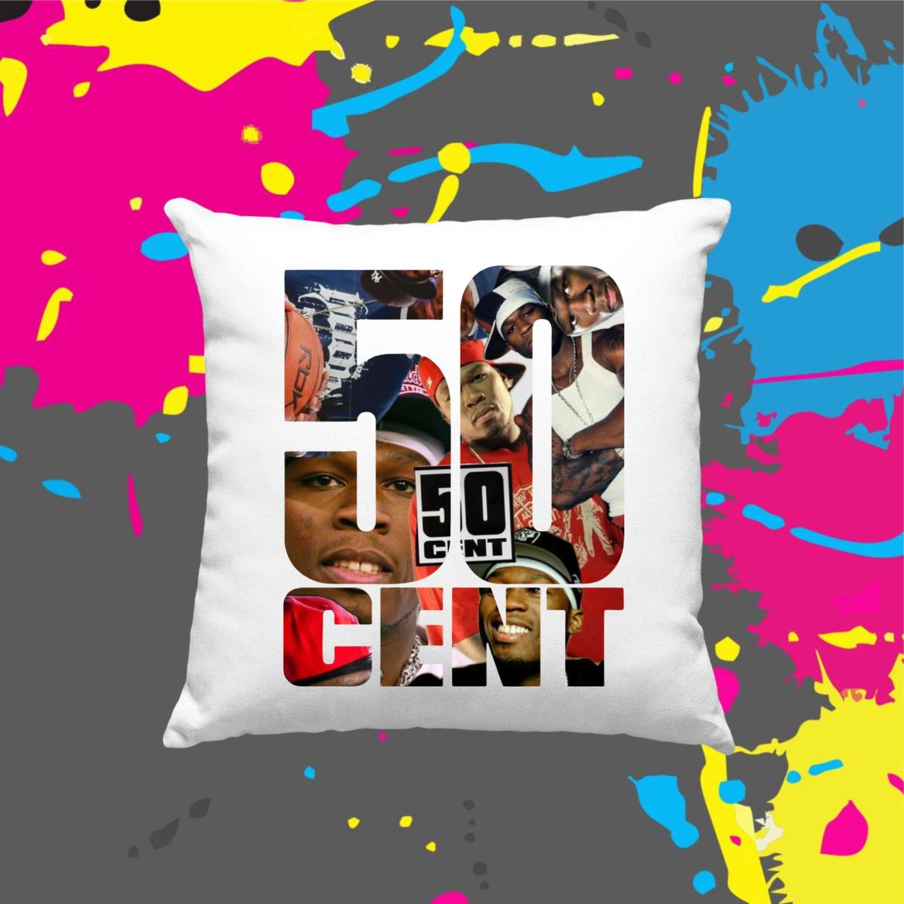 50 Cent photo and logo - Kocka párna