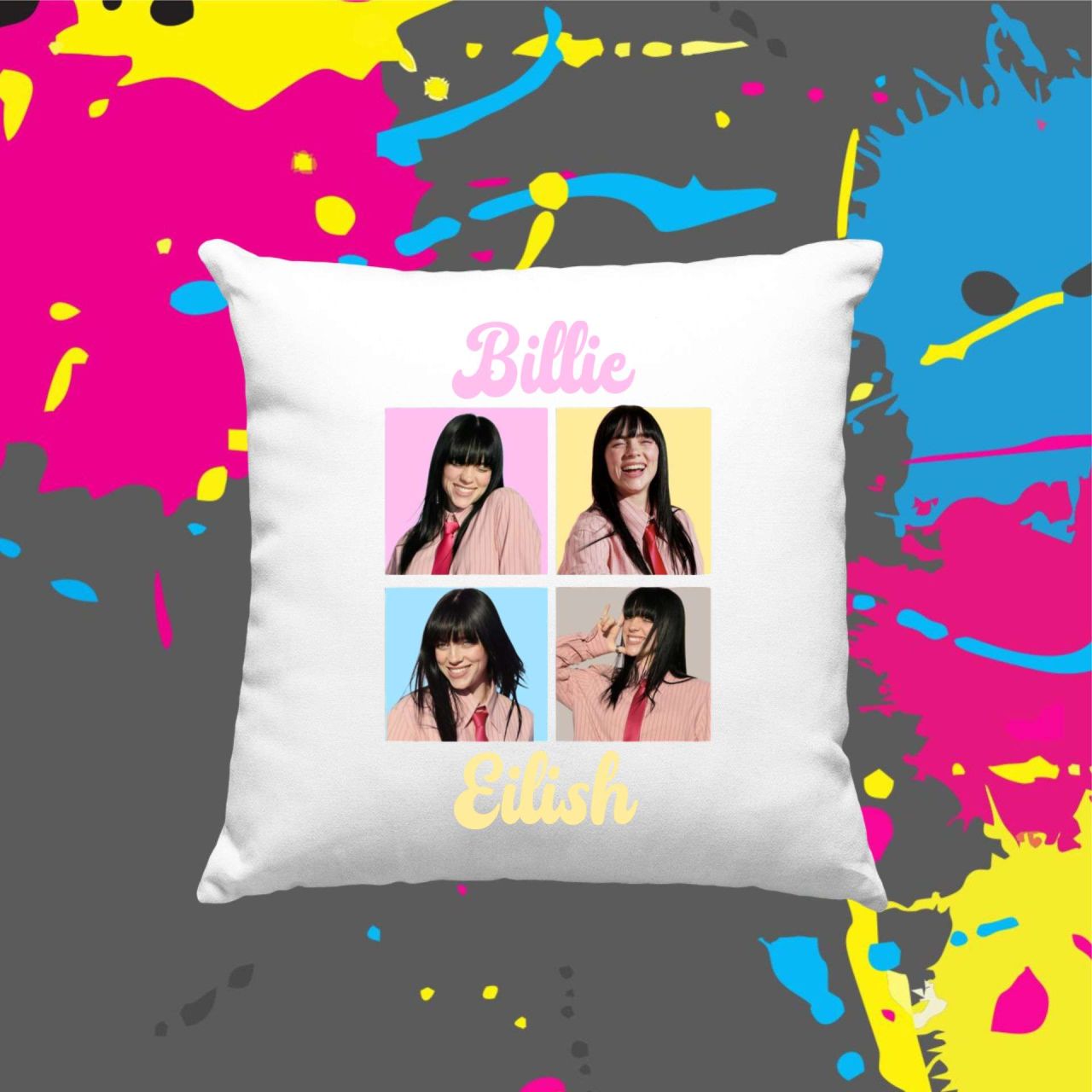 Billie Eilish pastel - Kocka párna Billie Eilish pastel - Kocka párna
