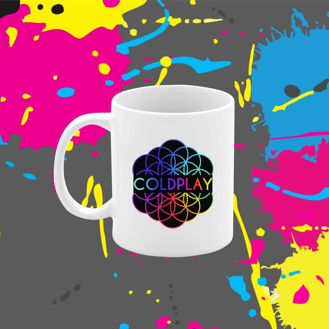 Coldplay rainbow mandala - Bögre