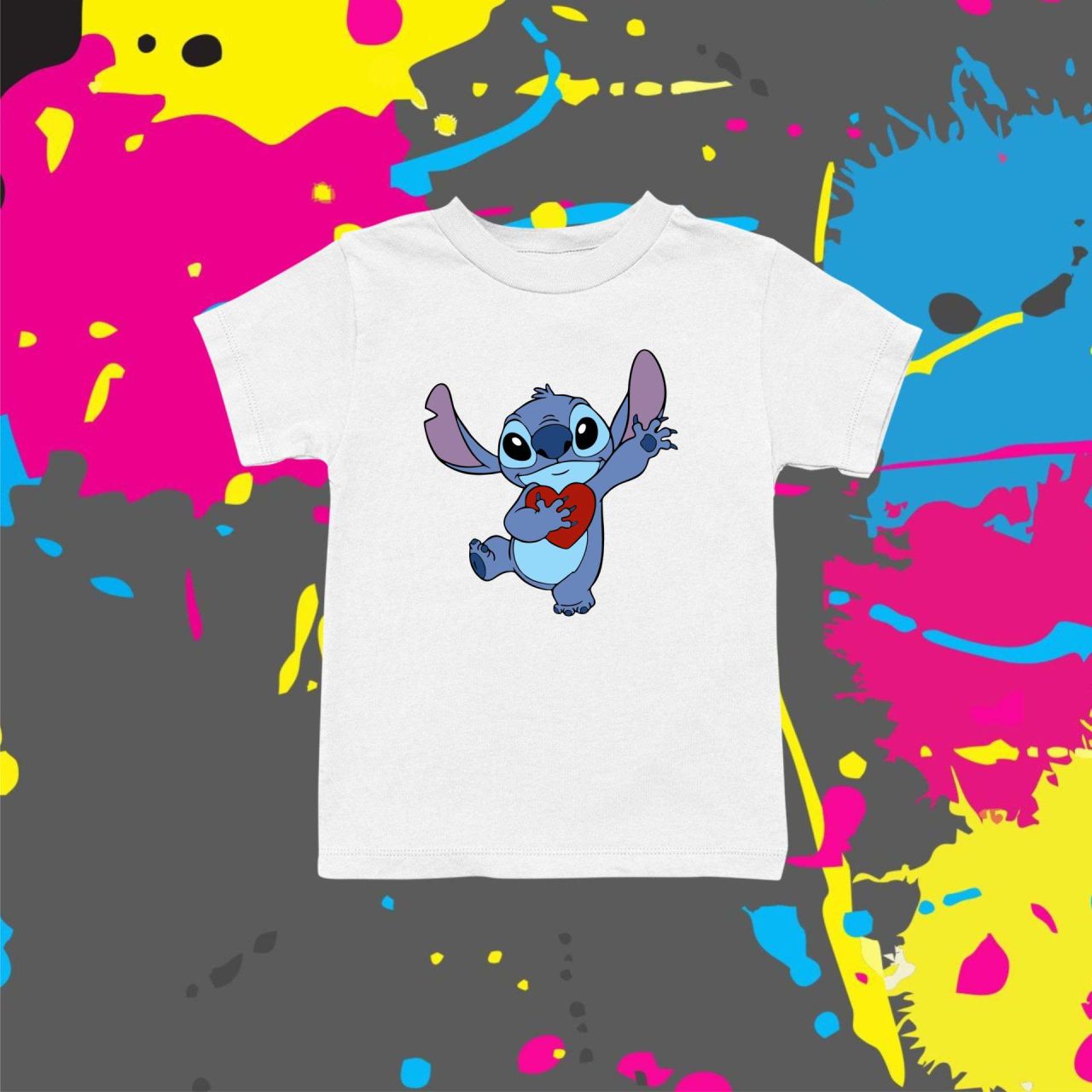 Stitch piros szívvel - Gyerek póló