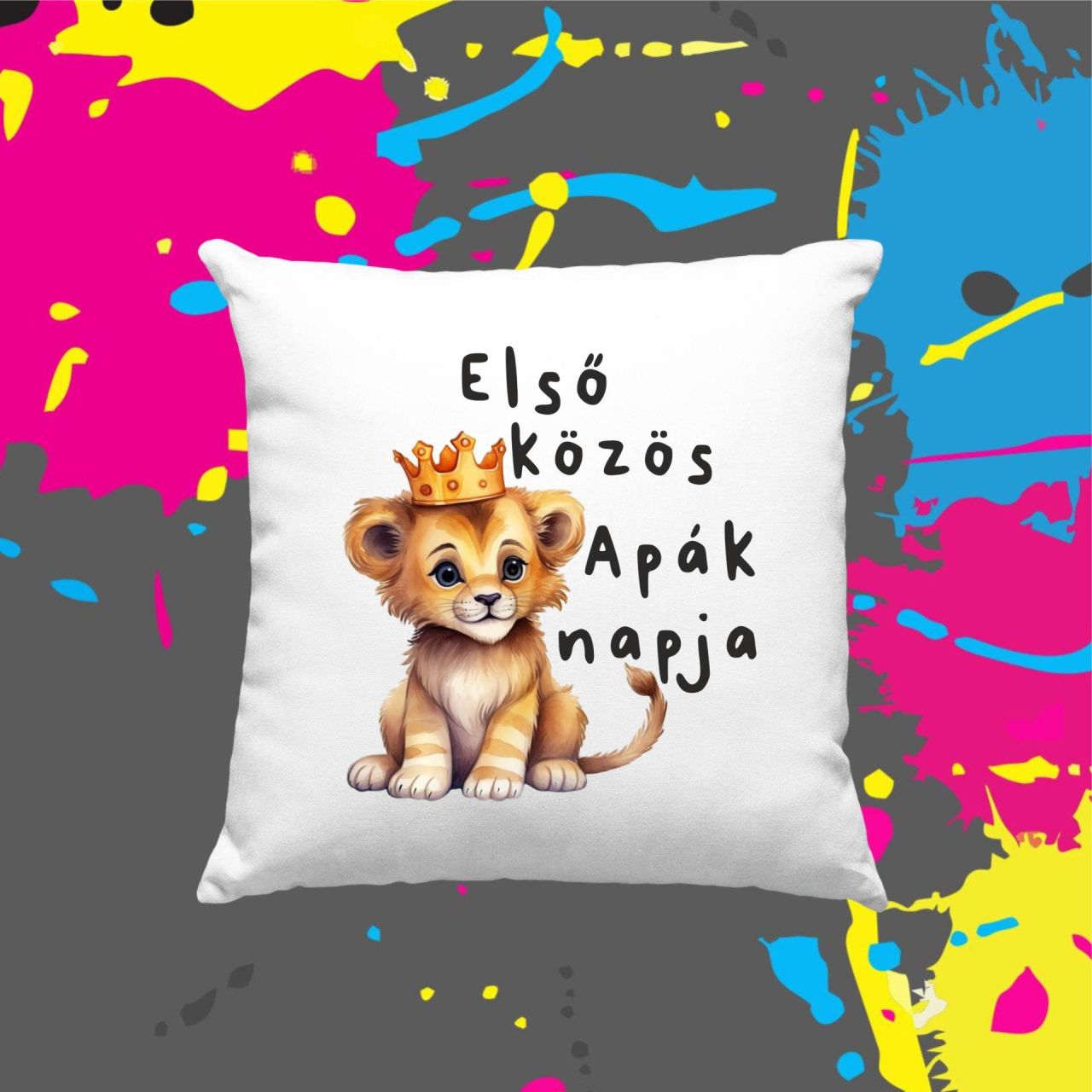 Első közös Apák napja - Kocka párna Első közös Apák napja - Kocka párna