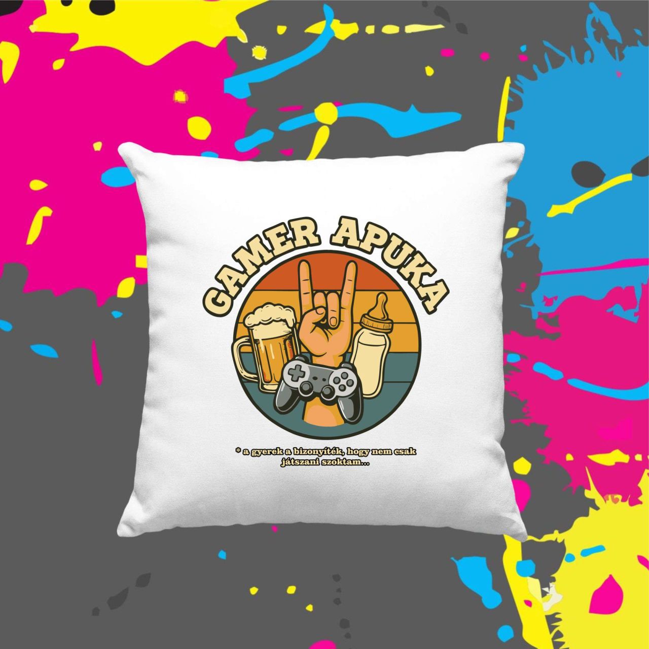 Gamer apuka - Kocka párna