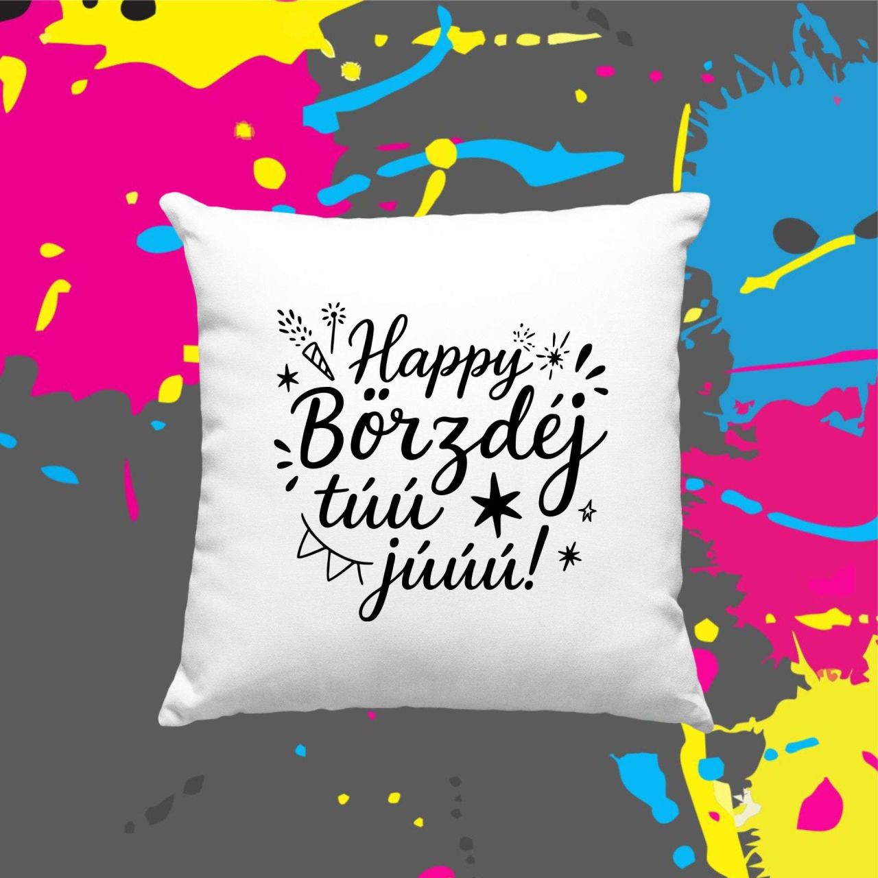 Happy börzdéj túú júúú - Kocka párna