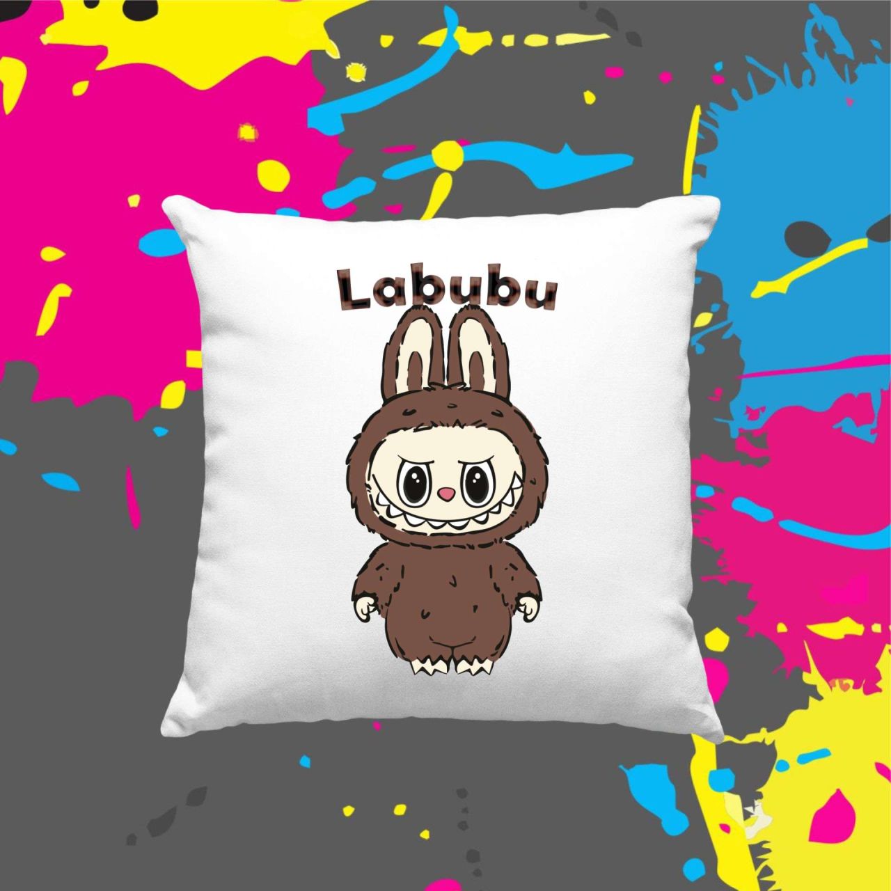 Labubu barna - Kocka párna