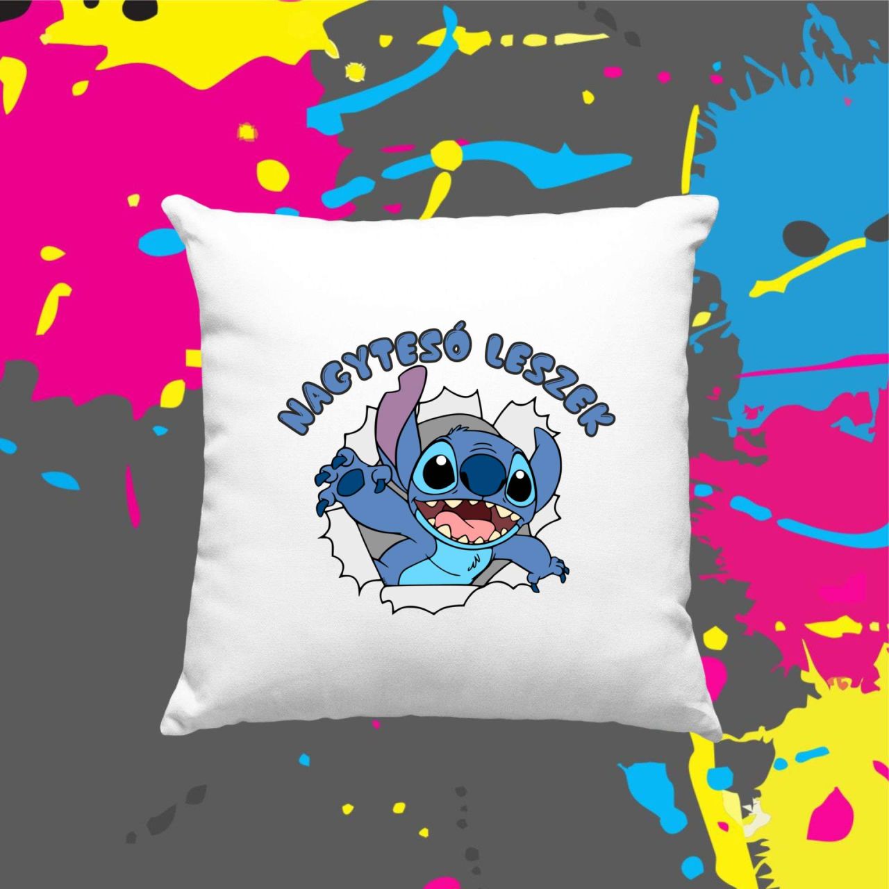 Nagytesó leszek Stitch - Kocka párna