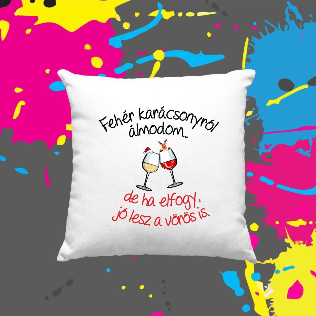 Fehér karácsonyról - Kocka párna