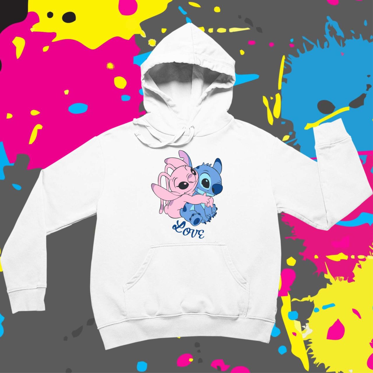 Stitch and Angel love! - Kapucnis pulóver