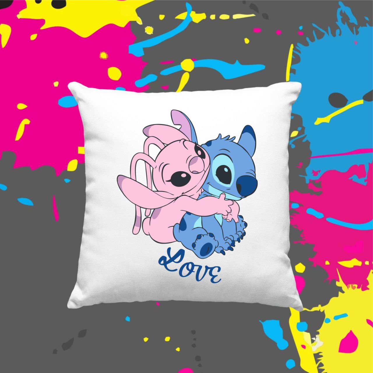 Stitch and Angel love! - Kocka párna