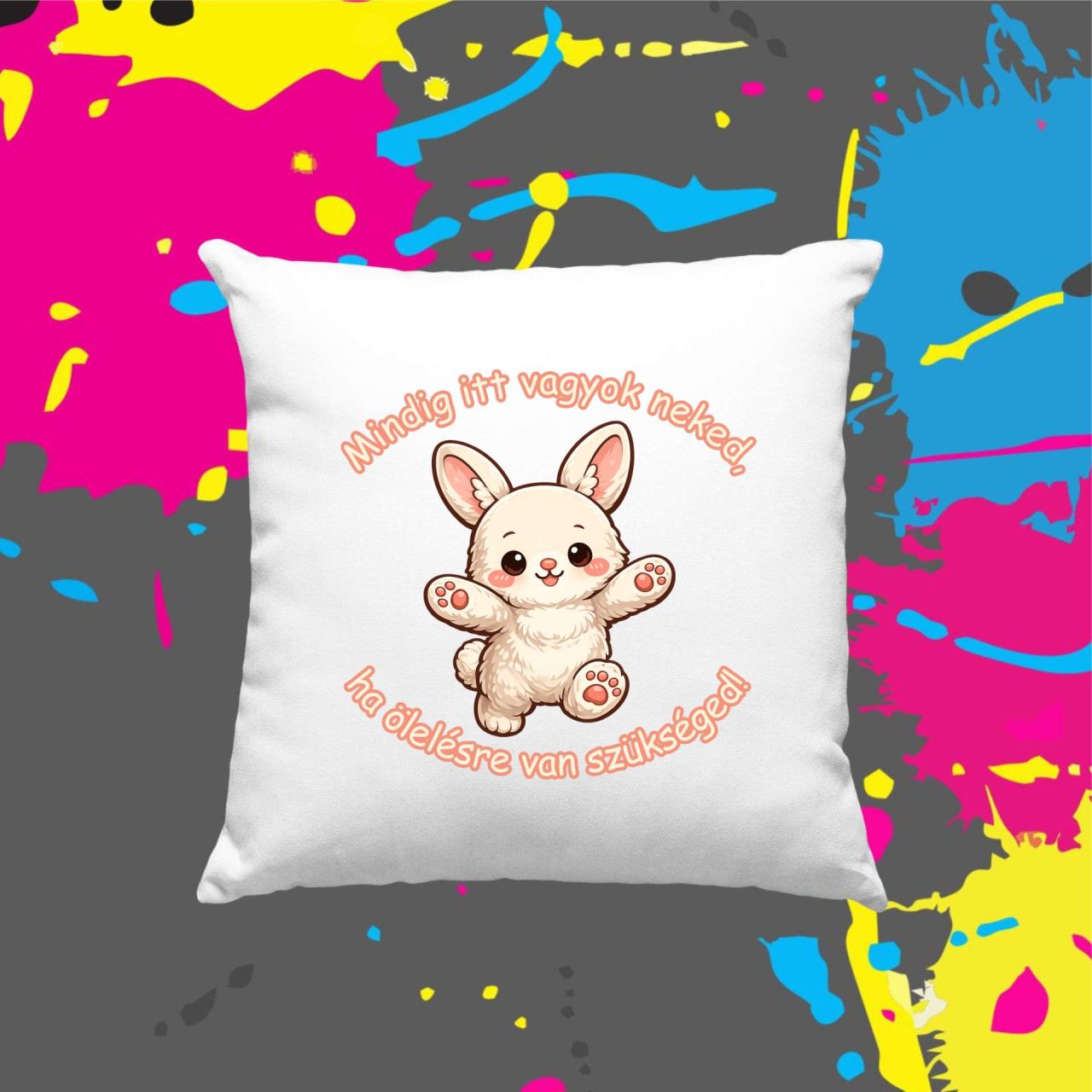 Mindig itt vagyok neked nyuszi - Kocka párna
