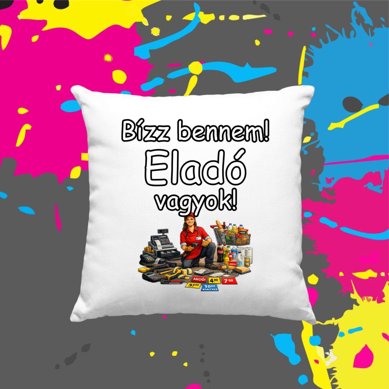 Bízz bennem eladó vagyok! - Kocka párna