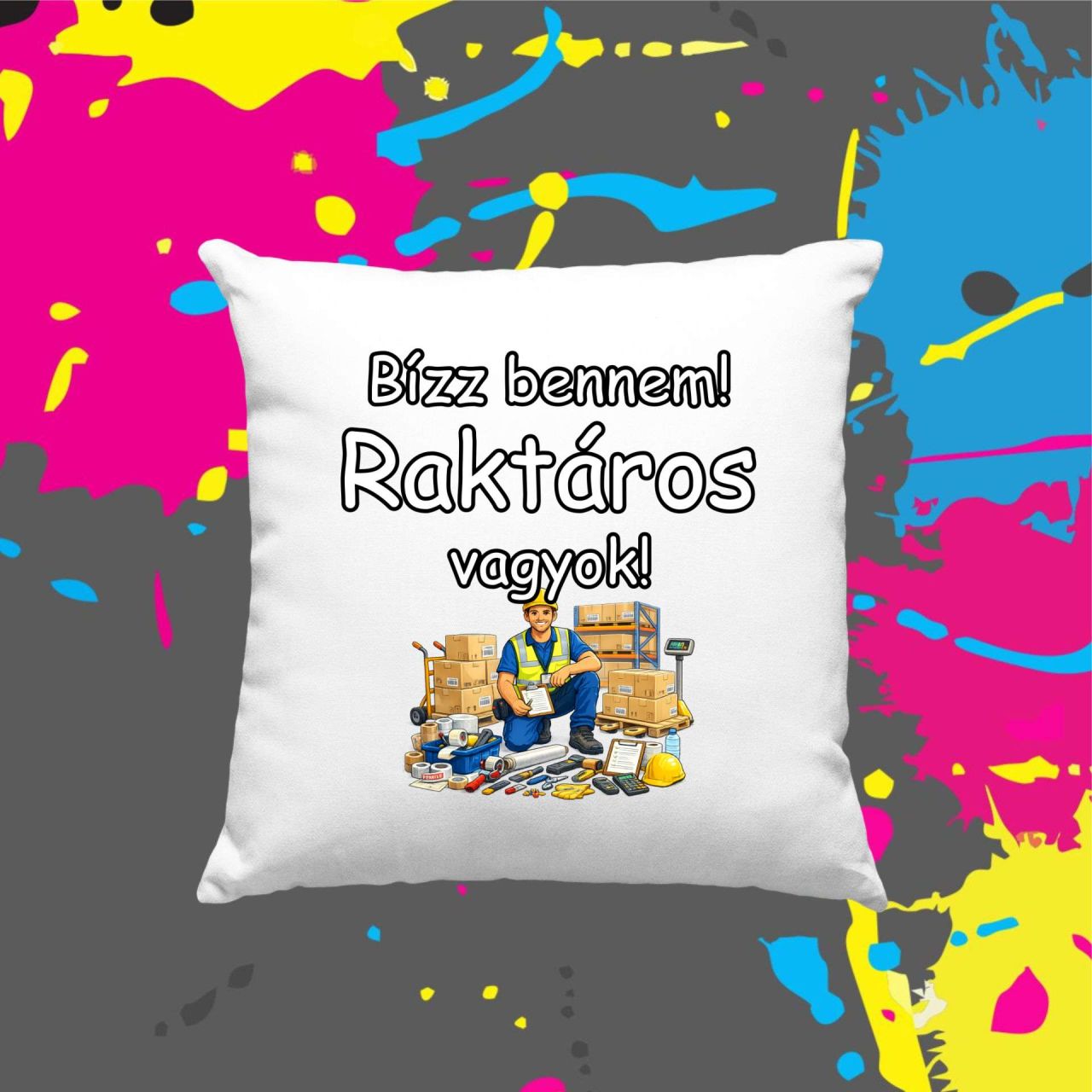 Bízz bennem raktáros vagyok - Kocka párna