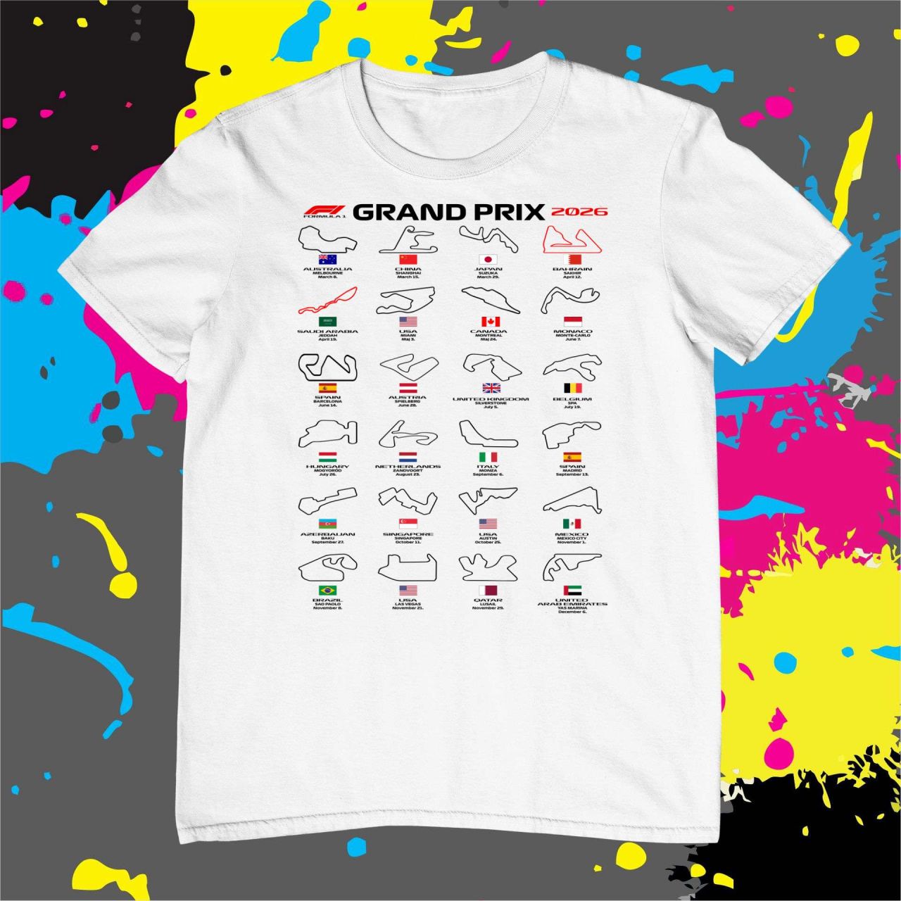 F1 versenynaptár - Férfi póló