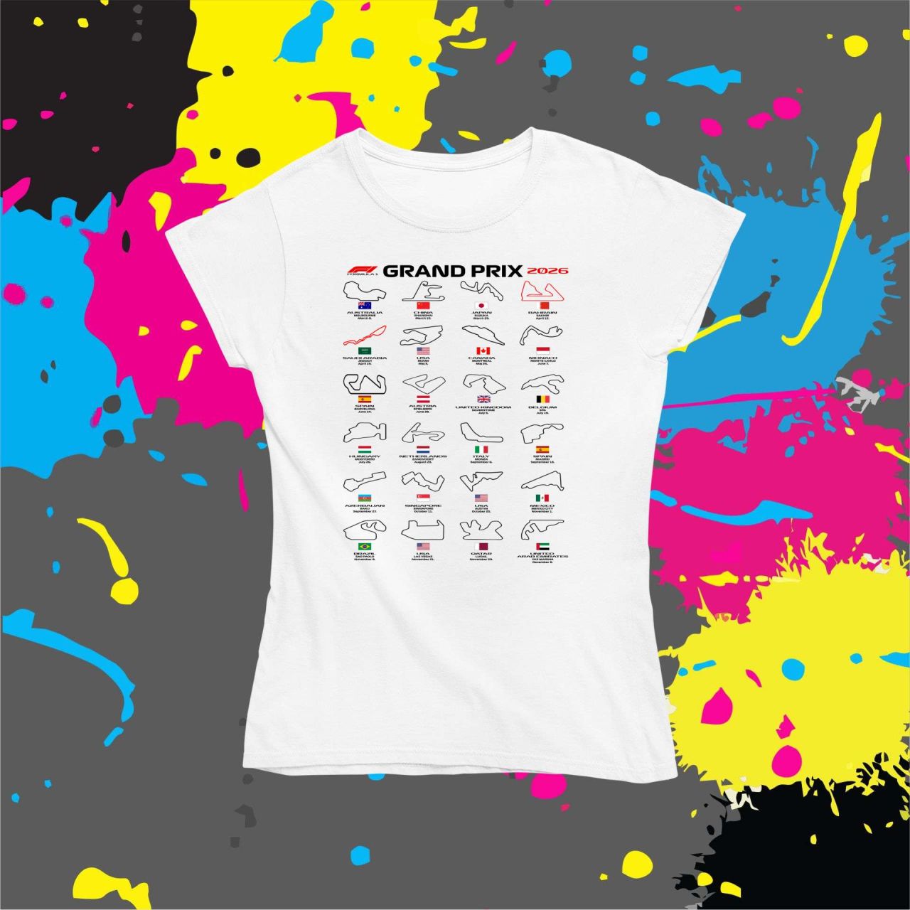 F1 versenynaptár - Női póló