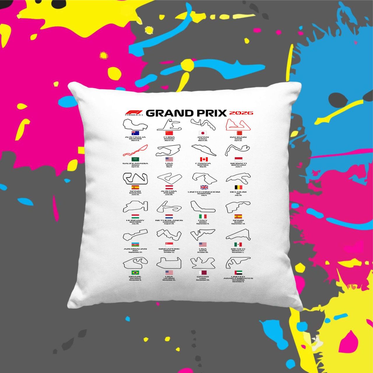 F1 versenynaptár - Kocka párna