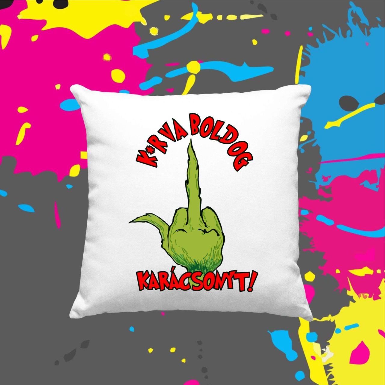 Kurva Boldog Karácsonyt! - Kocka párna
